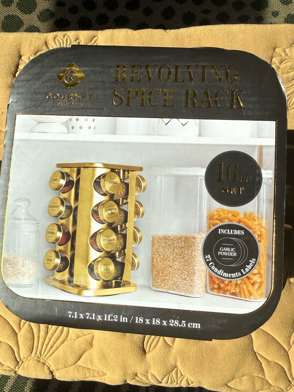Gourmet Revolving Spice Rack - Gold 16-Piece Set